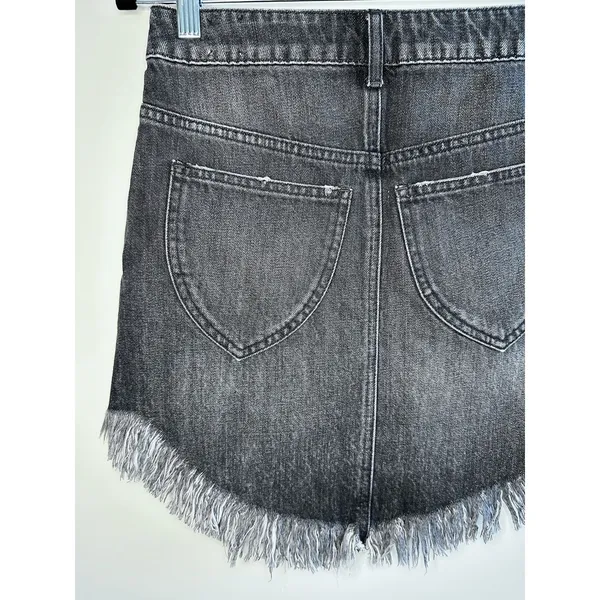 We‎ The Free People Black Denim Mini Skirt 25 Frayed Hem Rocker Festival Revival - Image 8