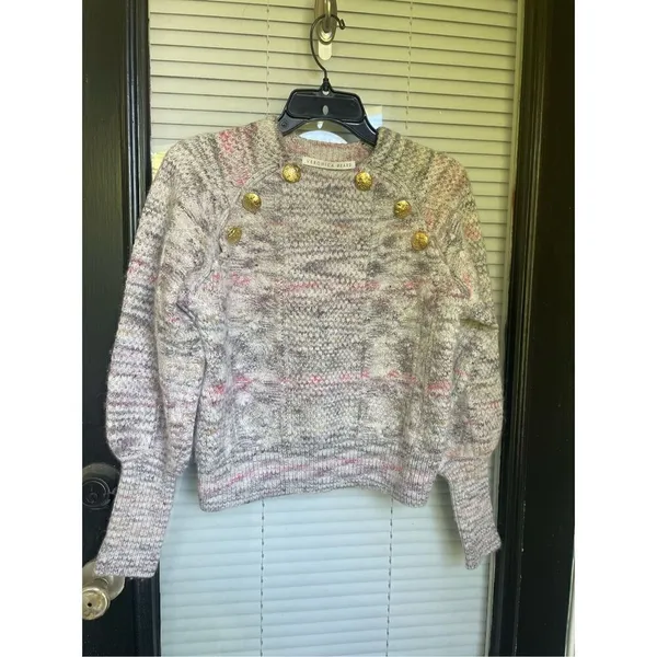 Veronica Beard Adelaide Crew Neck Full Sleeve Sweater S Merino wool/ Alpaca Gray - Image 12