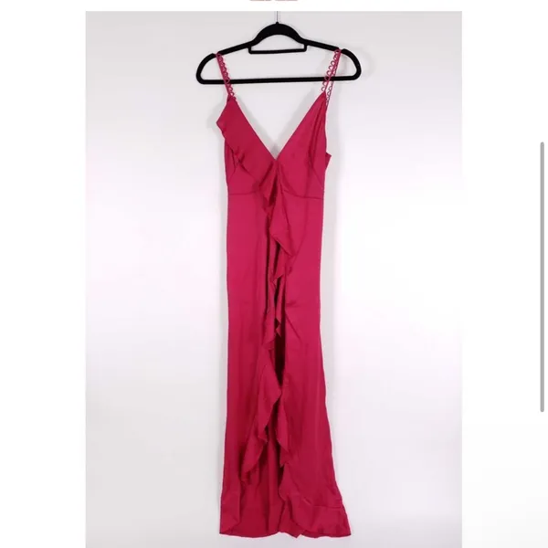 For Love & Lemons Isabella Ruffled Maxi‎ Dress in Fuchsia Size M - Image 4