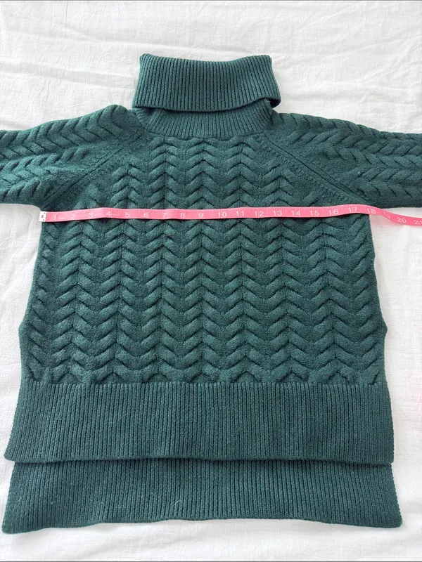 Aritzia Wilfred Free Lin Sweater 100% Wool Roll Neck Green XS - Image 13