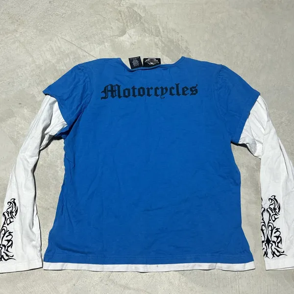 Harley Davidson Women's SZ XL Long Sleeve Made In USA Grunge Biker Motorcycle - Image 8