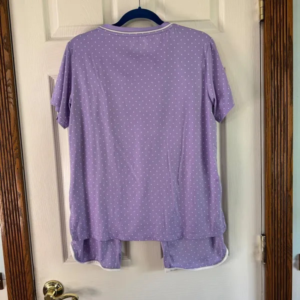 Flora Pajama Set Sleepwear Polka Dot V Neck Loungewear‎ Comfy Medium - Image 7