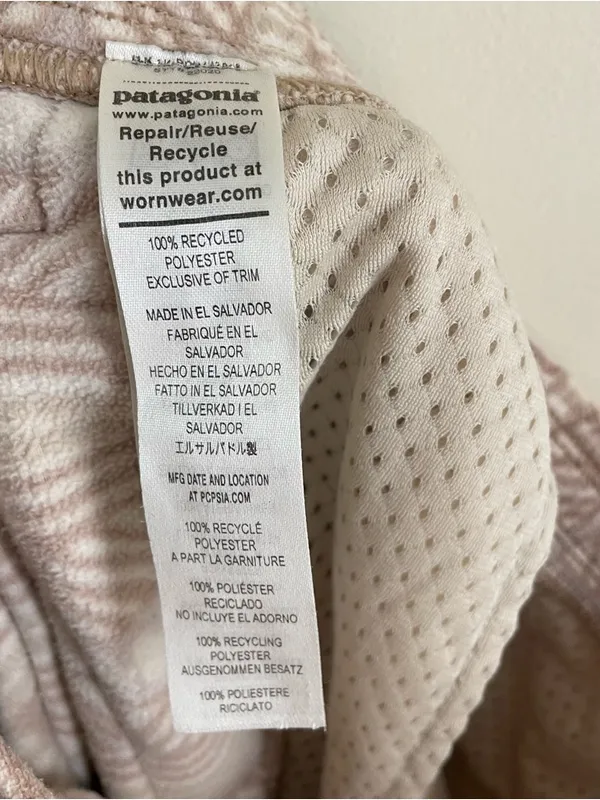 Patagonia Micro D Fleece Joggers Womens S Snow Bean Natural Geometric Cozy Pants - Image 13