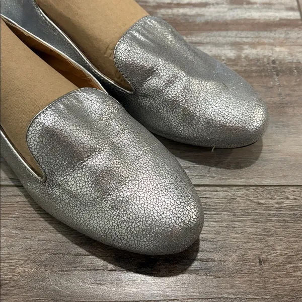 J Crew Metallic Silver Loafers size 7 - Image 3