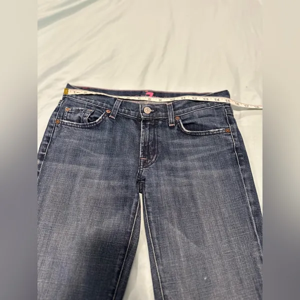 VTG Y2K 7 For All Mankind Sz: 28 Flare Jeans Indigo Low Rise Stretch USA. - Image 3