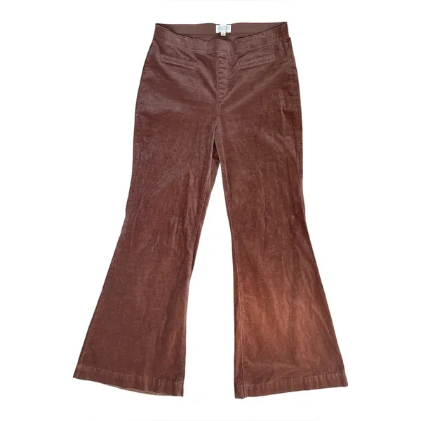 Pilcro Velvet Pull-On Mid-Rise Retro Flare Pants in Brown Size 31 Boho Fall - Image 3