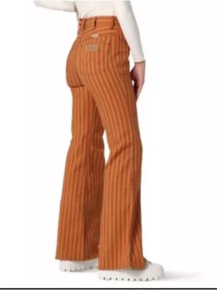 Wrangler Wanderer 622 High Rise Flare Jeans Orange Striped Size 25 - Image 2