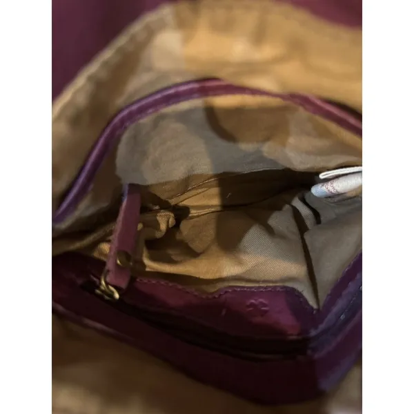 Lucky Brand Leather Fringe Crossbody Shoulder Bag Brown Boho Hippie‎ Plum - Image 5