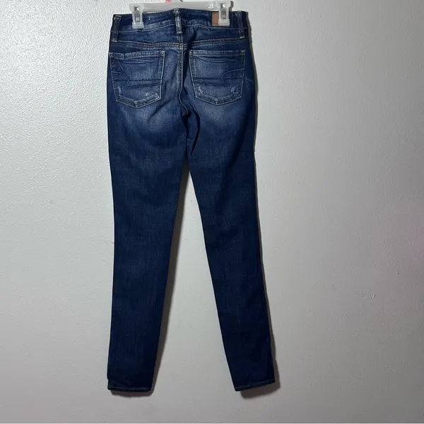 American Eagle Women Denim Blue Destroy Jeans jeggings size‎ 00 - Image 5