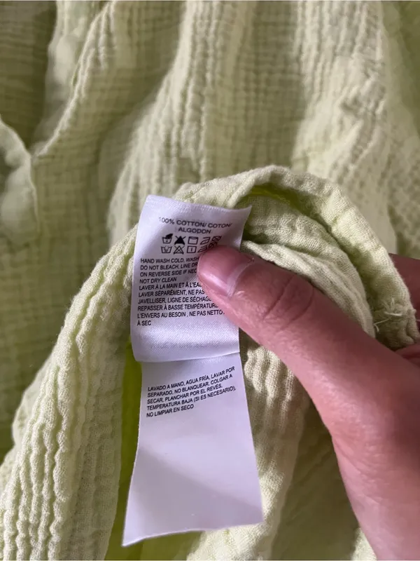 Lucky Brand Green 100% Gauze Cotton Waffle Knit Top Small Coastal Summer Beach - Image 5