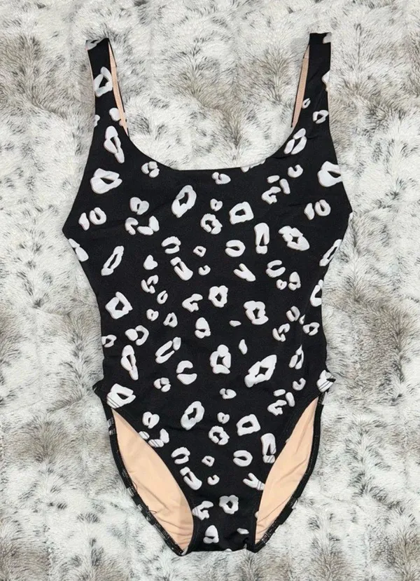 Onzie 🆕 NWOT | High Leg One Piece Swimsuit | Black White Leopard | S/M - Image 8