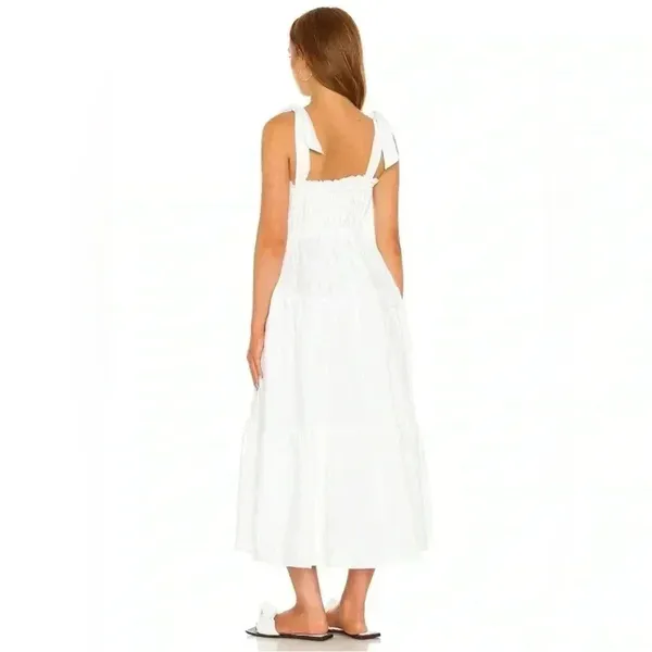 NWT Faithfull the Brand Bellamy Bridal Graduation Linen Midi Dress Plain White - Image 2