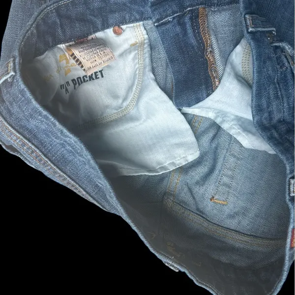 vintage 7 for all mankind, low rise, flare a pocket Classic Blue Jeans 31 x 32 - Image 3
