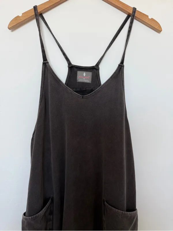 Free People Washed Black Spaghetti-Strap Jumpsuit - Image 2