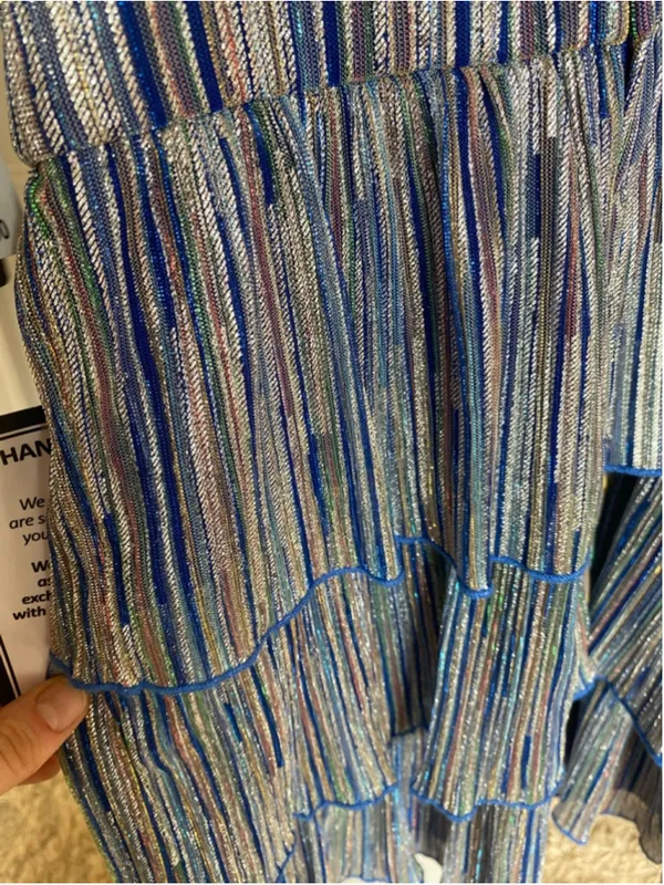 Macy's City Studio Sparkle Tiered Party Mini Dress Royal Blue Silver Shimmer 1/2 Event‎ - Image 4