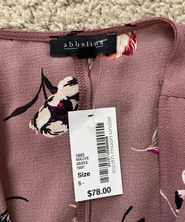 Abbeline Mauve Pink Purple Floral Print V-Neck Blouse - Image 2