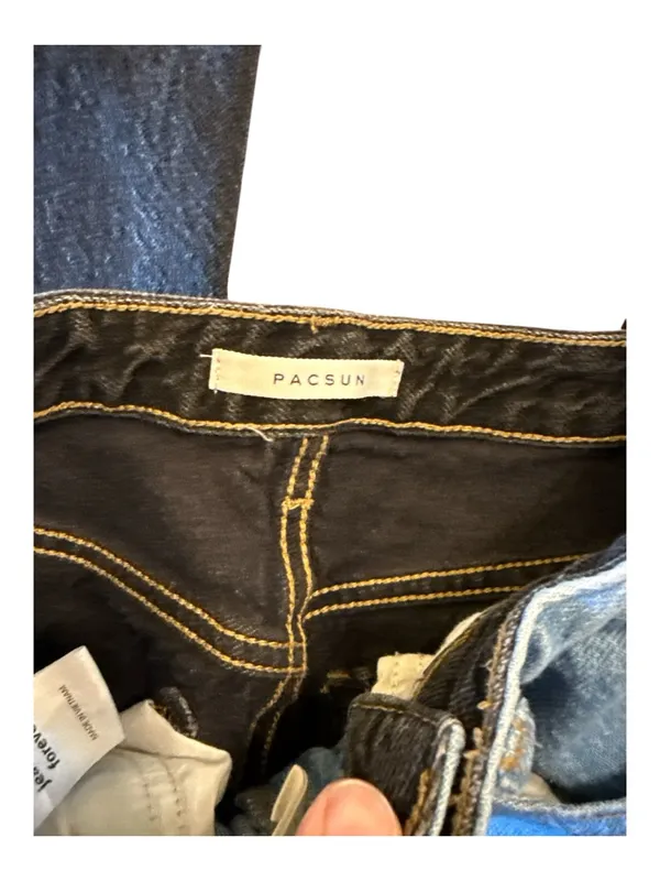 PacSun Two-Tone Light Blue Jeans on Front with Black Back. 90s Boyfriend Style - Image 4