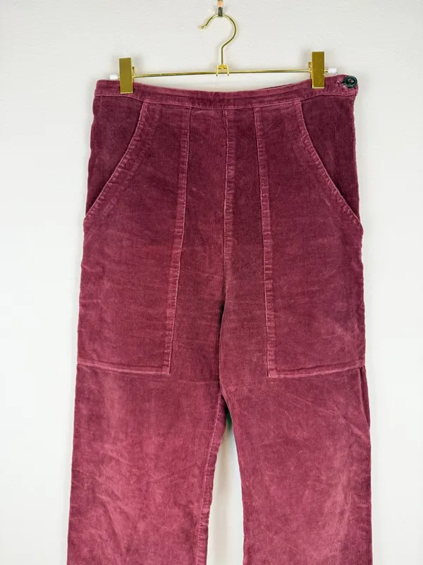 Prairie Underground Yr Arrow Pants Burgundy Wine Corduroy Wide Leg Size Small - Image 2