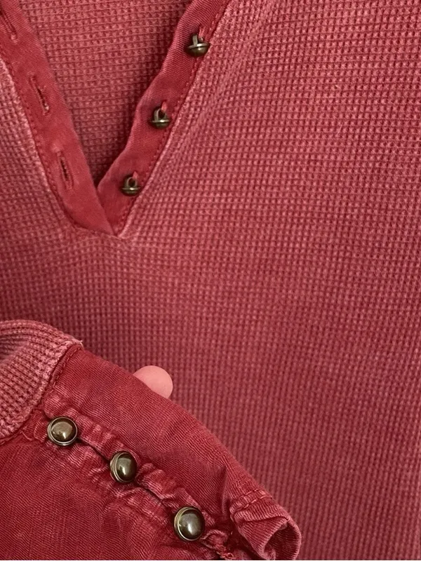 Anthropologie Pilcro v neck waffle henley sz L - Image 12