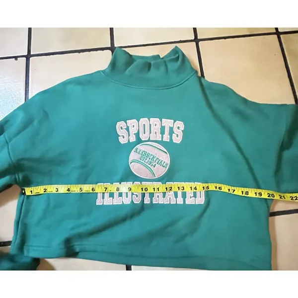 Nasty Gal X Sports Illustrated Sweater Sz 2 Cropped Green Embroidered Athletic - Image 6