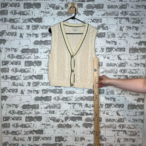 American Eagle | women knitted cream button down sweater vest - Image 7