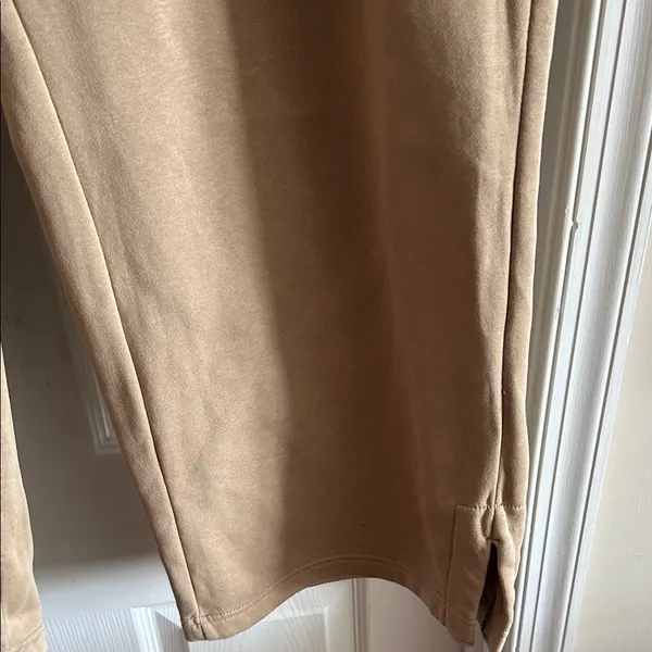Nike Beige/Tan High Waisted Wide Leg Jogger Pants with White Swoosh - Image 3