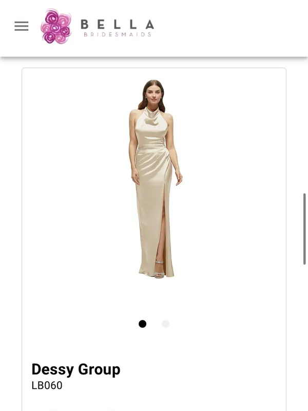 Bella Bridesmaids Dessy Group Cowl Neck Bridesmaid Dress in Champagne - Image 6