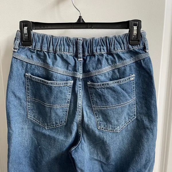 Free People Chloe Baby Barrel Jeans Women XS‎ Blue Boho Elastic Back Distressed - Image 9