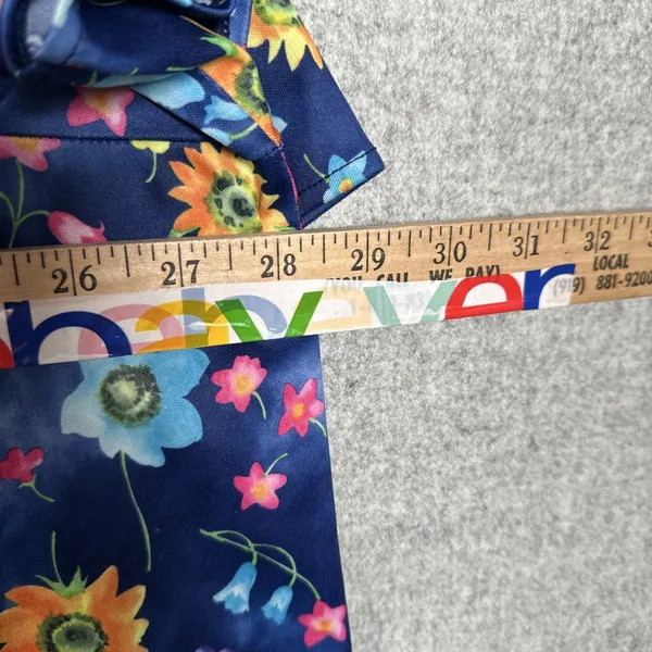 Vintage Plus Size 1X Womens Top MuuMuu Shirt Peasant Hawaiian Floral‎ Boho Blue - Image 6