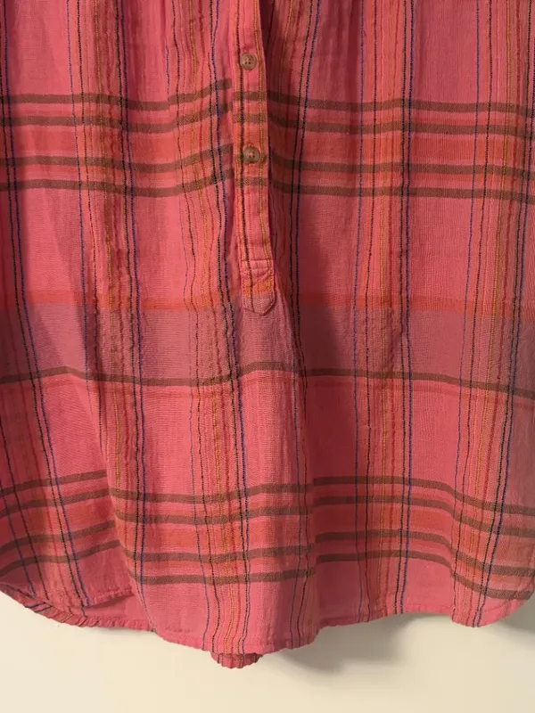 Pilcro Anthropologie Serena surf blouse embroidered plaid size medium oversized - Image 7