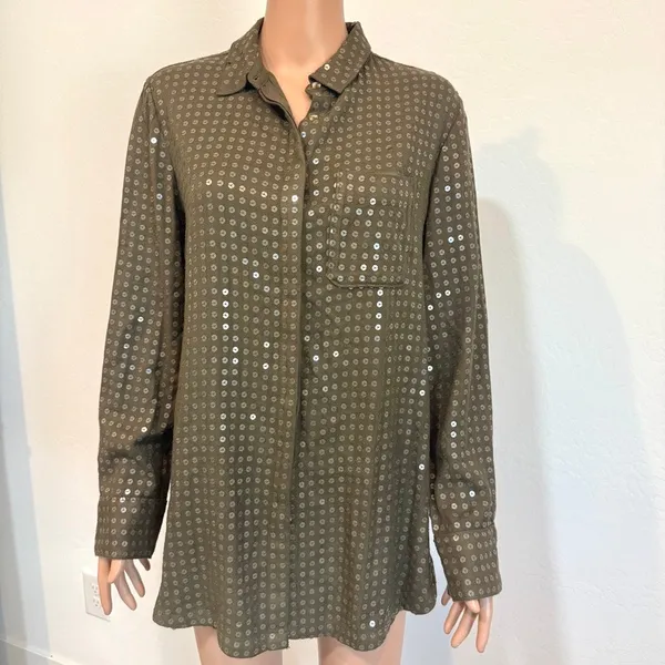 Anthropologie Maeve small Arwa sequin button up shirt blouse TLS2 2764 - Image 8