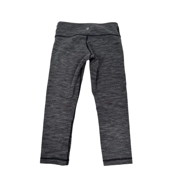 Lululemon Wunder‎ Under Crop Leggings Black White Space Dye Size 4 Low Rise - Image 2