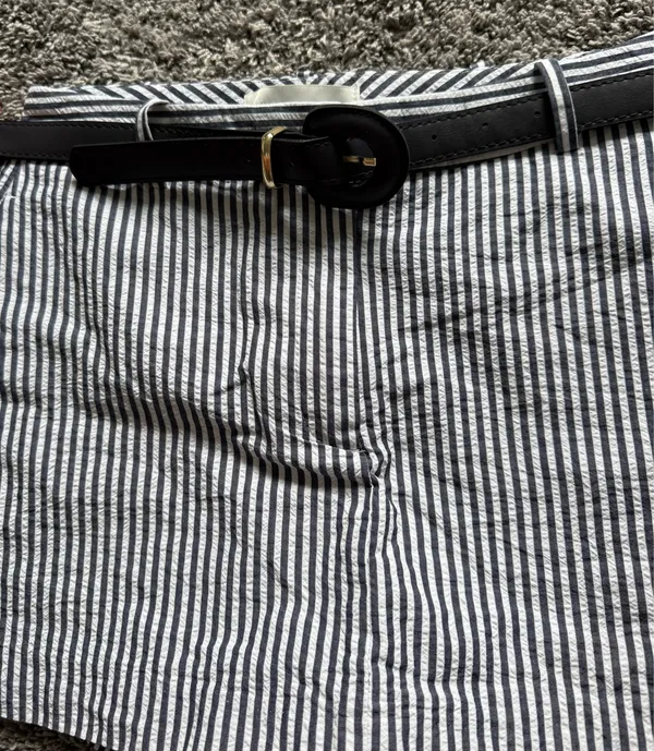 Zara Belted Navy Striped Mini Skort - Image 6