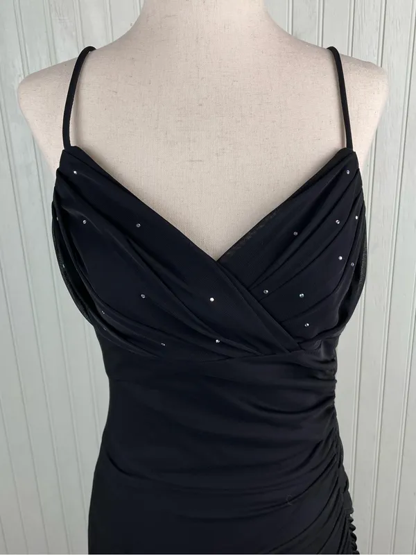 Vintage 90s Y2K City Triangles Slip Maxi Dress Size Medium Rhinestone Fairycore - Image 3