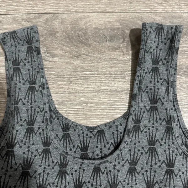 Stüssy Women Gray Crown Pattern Crop Sport Athletic Bra Size L‎ - Image 3