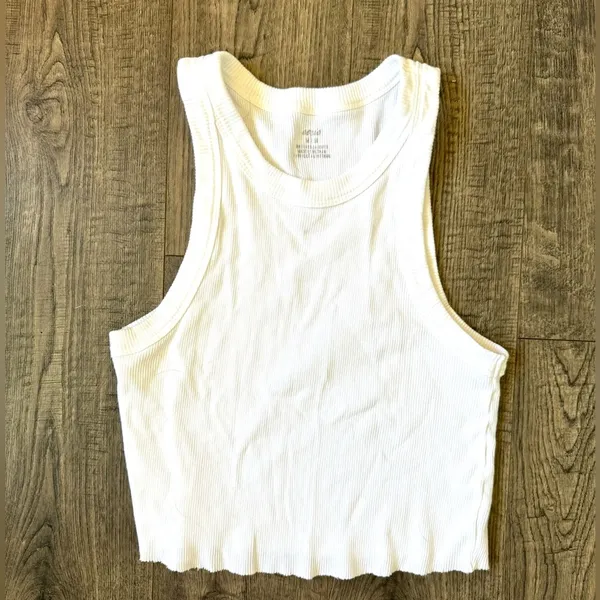 Aerie Free Spirit White Ribbed Crop Tank - Image 2