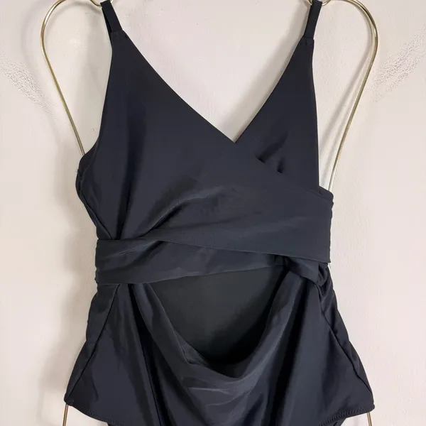 Aerie Womens Wrap Front Cutout One Piece Swimsuit Black Full Coverage Size L NEW - Image 3
