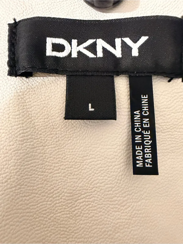 DKNY White Asymmetrical Moto-Style Leather Jacket - Image 3