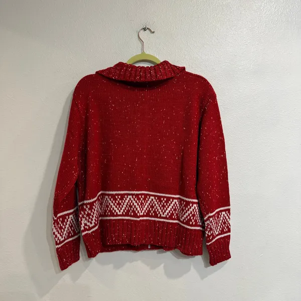 Magnolia Boutique Red White Moose Aztec Zip Sweater Cardigan Sz S NWOT - Image 11