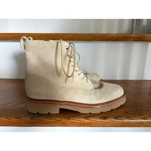 Vince Henderson Suede Lace Up Combat Boots Sand Tan Beige Womens 7.5 M EUR 38‎ - Image 6