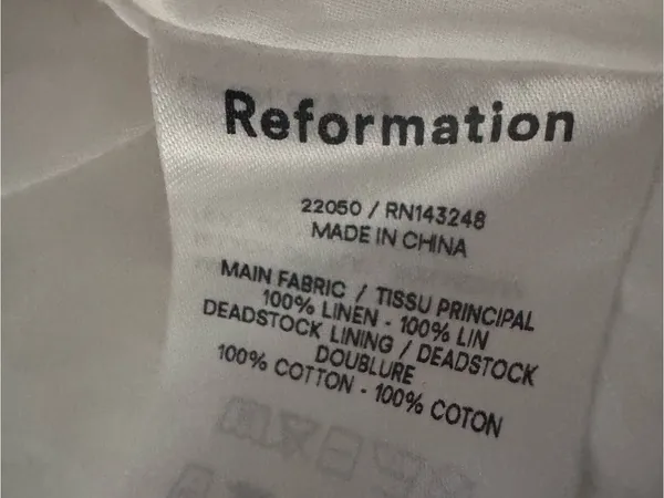 Reformation Denver White Linen Open Back Puff Sleeve Romantic Midi Dress Size 0 - Image 11