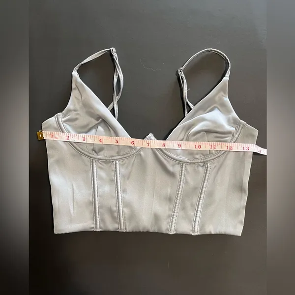 WHITE FOX Silver Corset Crop Tank Top Women’s Sz Small EUC - Image 7