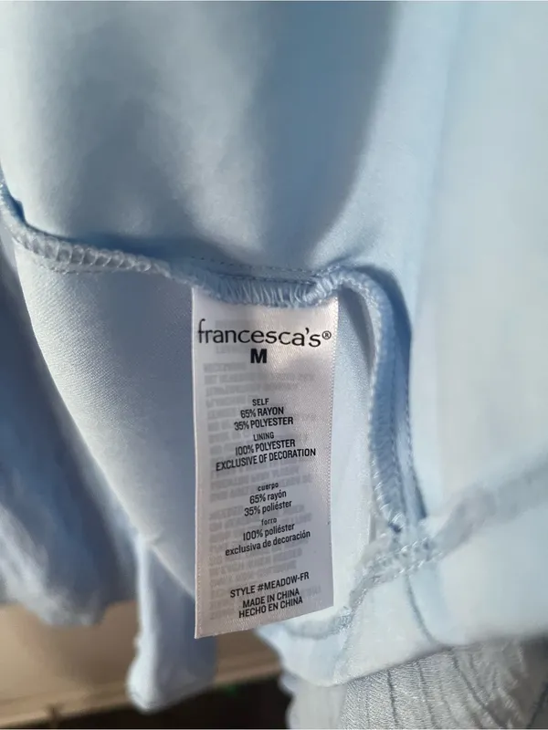 Francesca's Collections Light Blue Ruffle Midi Dress Medium Cottagecore Coquette - Image 6