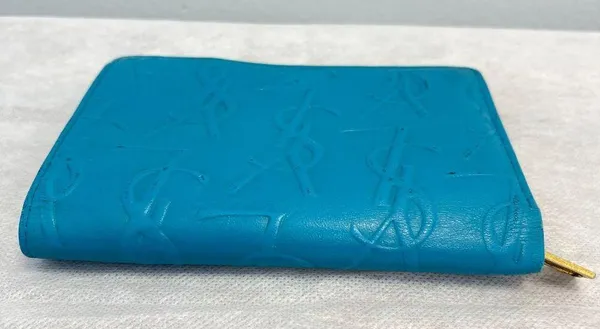 Yves Saint Laurent YSL Vintage Turquoise Compact Bifold Wallet - Preowned - Image 10