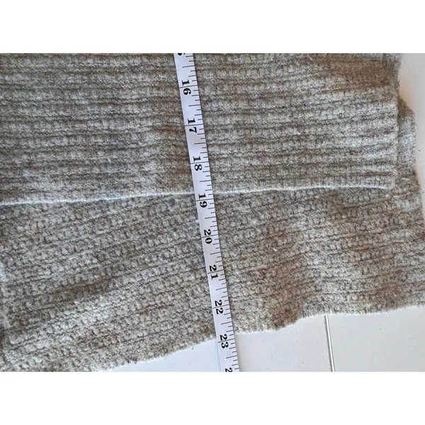 Free People‎ Mock Neck Zip Front Tassel Detail Oversized Knit Sweater Beige XS - Image 4