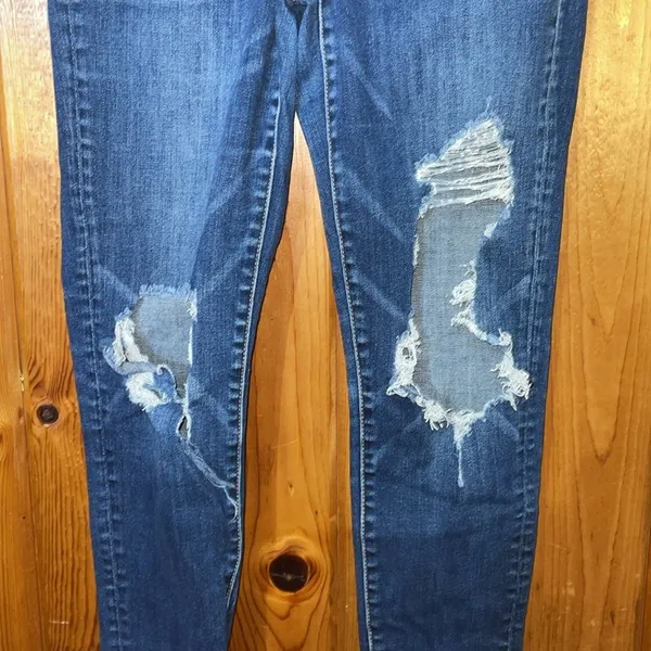 American Eagle outfitters super stretch X jeans high rise jeggings 8 distressed​ - Image 2