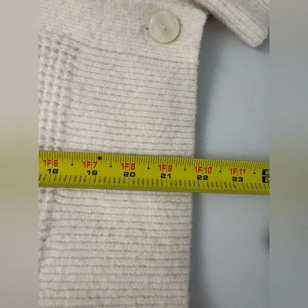 Banana Republic Cream Ivory‎ Aire Wool Blend Cardigan Waffle Knit Small GUC - Image 6