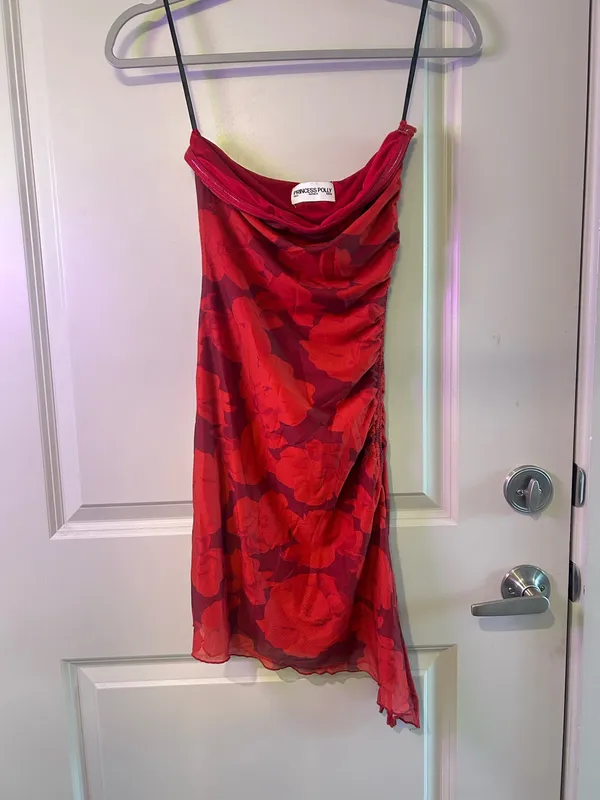 Princess Polly Donelli Mini Dress Red Floral 4 - Image 4