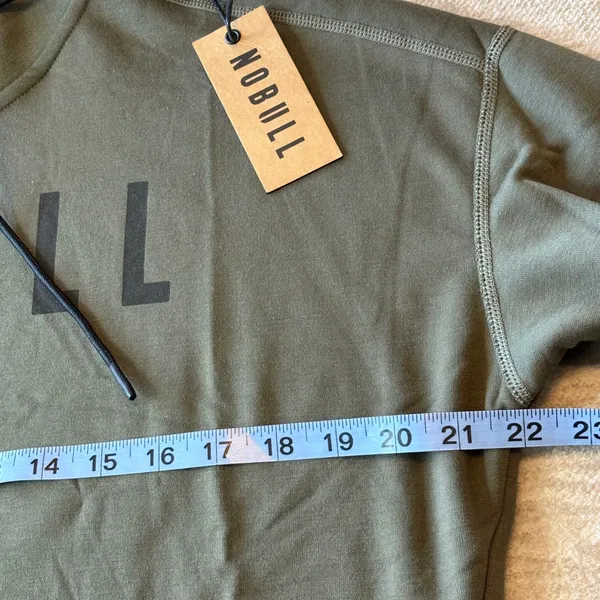 NEW NOBULL Womens Performance Training Hoodie Drawstring‎ Small Olive Green - Image 9