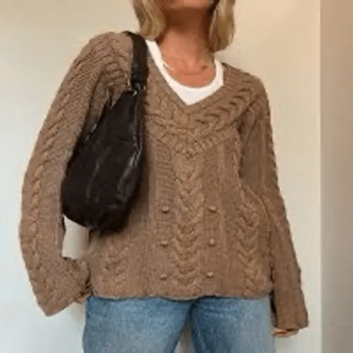 90s Vintage Old Navy sz‎ XL Womens Wool Chunky Cable Knit Pullover Sweater Y2K - Image 2